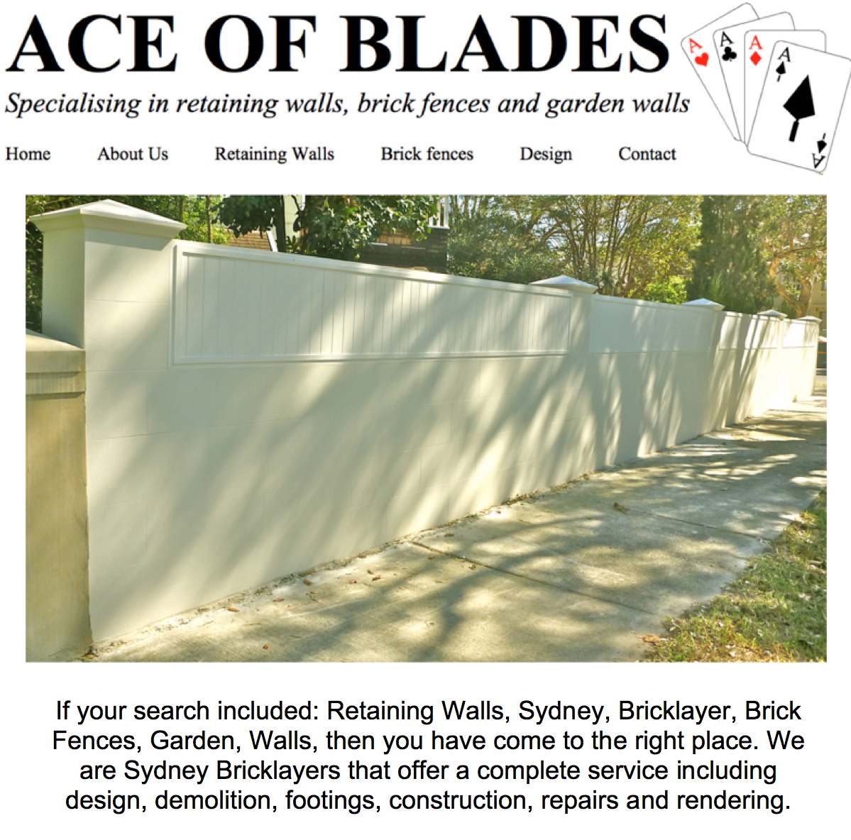 Ace Of Blades - Sydney Brick Fences & Retaining Walls