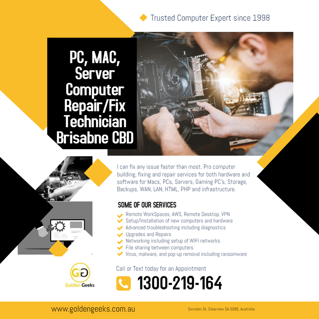 Computer Repairs Brisbane CBD | Golden Geeks | Call Us 1300 219 164